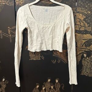 Brandy Melville cropped white long sleeve